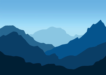 Mountains landscape. Vector illustration in flat style.