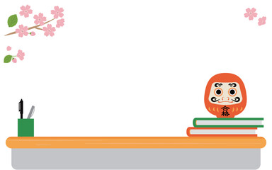 だるま　受験のイメージイラスト　背景素材