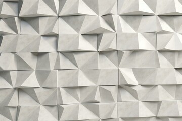 Textured diamond-shaped stone wall tiles with a polished finish, creating a 3D block pattern. Rendered image. Generative AI