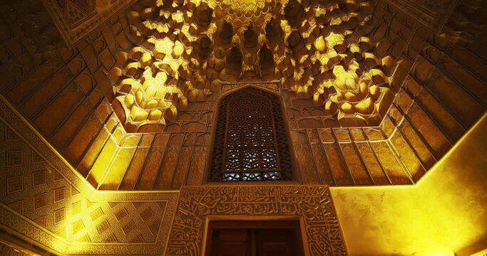 Inside of Samarkand, Amir Temur (Tamerlane) Mausoleum Uzbekistan built in 1404, video 11 of 46