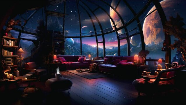 "Perfect for Vtubers and streamers, this lo-fi music visualizer blends calming visuals with an ethereal ambiance, enhancing digital content.