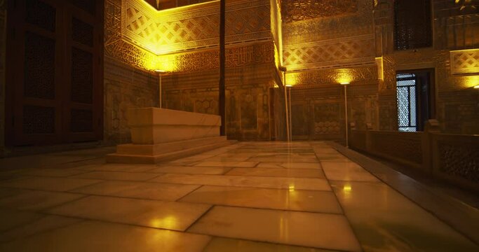 Inside of Samarkand, Amir Temur (Tamerlane) Mausoleum Uzbekistan built in 1404, video 36 of 46