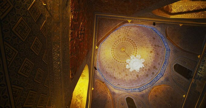 Inside of Samarkand, Amir Temur (Tamerlane) Mausoleum Uzbekistan built in 1404, video 31 of 46