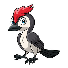 Cute woodpecker cartoon on white background