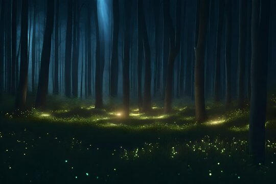 forest image illuminated at night by bioluminescence.