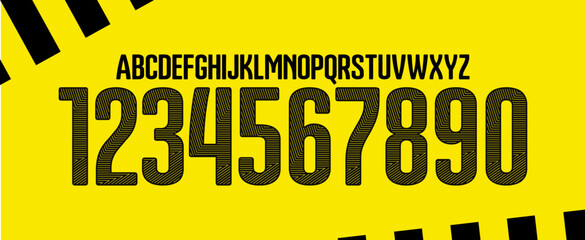 font vector team borussia dortmund BVB 2014 - 2015 kit sport style. soccer font. football style font with dynamic lines. bundesliga font. sports style letters and numbers for soccer team - obrazy, fototapety, plakaty