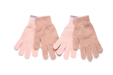 Stylish winter gloves isolated on white background