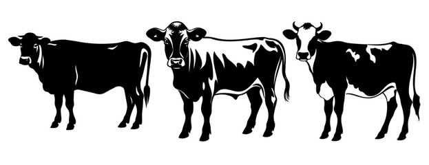 silhouette of a cow - obrazy, fototapety, plakaty