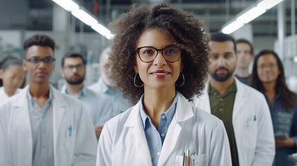 Black Middle Age Female Doctor Scientist Colleagues Portrait