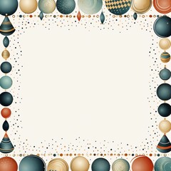 Blank background with new year decorations elaborate borders, halftone offset drawing.
