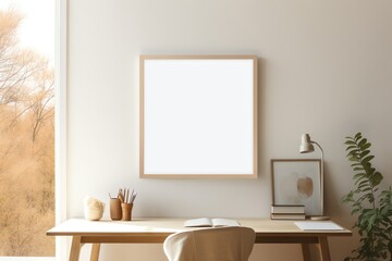 blank frame in modern home interior mockup background