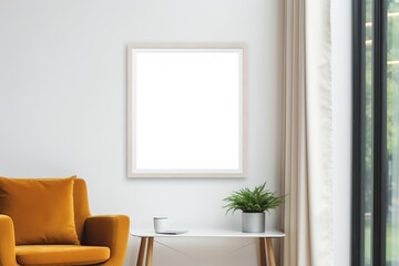 blank frame in modern home interior mockup background