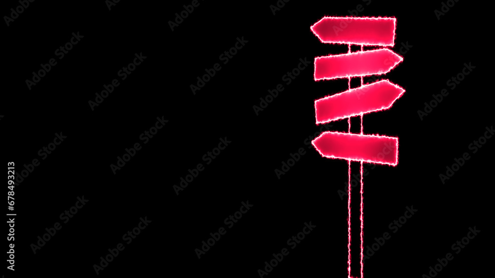 Poster neon signboard. purple signboard. blank signpost of isolated type. road guideposts are to control tr