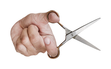 Hand hold hair scissors