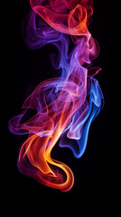 Obraz premium Realistic colorful smoke isolated on black background, AI Generative.
