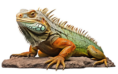 Dangerous Iguana with Textured Scale Isolated on Transparent Background PNG.