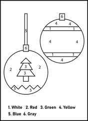 Christmas Color By Number For Kids | Christmas Coloring Pages