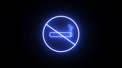 Neon glowing No smoking sign. No smoking warning sign. Forbidden sign icon isolated on black background
