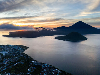 defaultstunning Ternate, Maitara and Tidore Island from bird eye view at sunset. These islands is called the land of spices in the past because western people searching for spices until Moluccas. 
