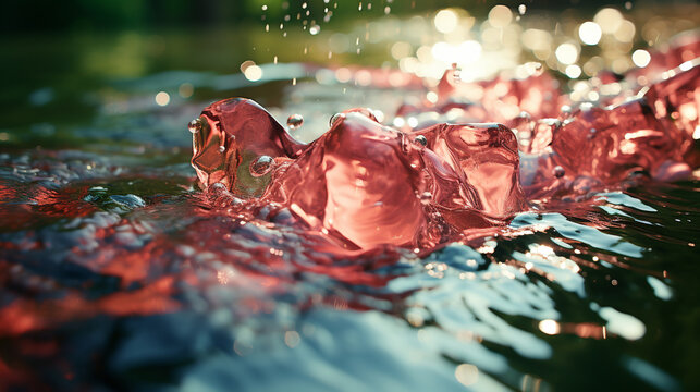 red rose petals on water HD 8K wallpaper Stock Photographic Image 