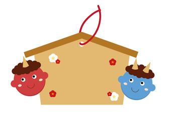 節分の鬼と絵馬のセット