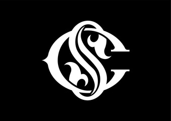 black and white monogram logo vector