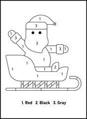 Christmas Color By Number For Kids | Christmas Coloring Pages