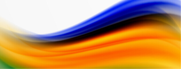 Rainbow color silk blurred wavy line background on white, luxuriously vibrant visually captivating backdrop. Stunning blend of colors reminiscent of rainbow, silky and gracefully blurred wavy pattern