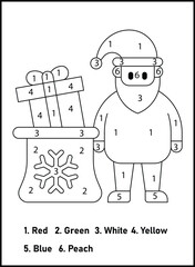 Christmas Color By Number For Kids | Christmas Coloring Pages