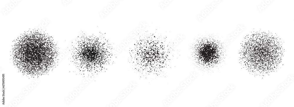Poster stippled radial brush stroke set. grain dotted gradient collection. grunge sprinkle spray texture. d