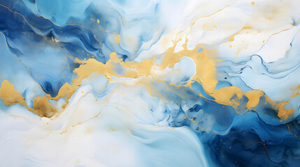 Abstract rough blue white gold art painting texture marble texture. generative AI.
