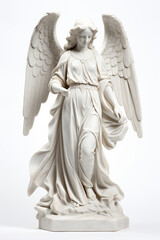 angel statue isolated on white background, AI Generative.