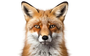 Portrait Curious Fox Cute Eyes Isolated on Transparent Background PNG.