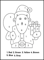 Christmas Color By Number For Kids | Christmas Coloring Pages