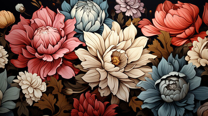 pink floral lineart background