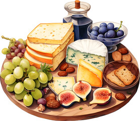 charcuterie plate isolated on transparent background