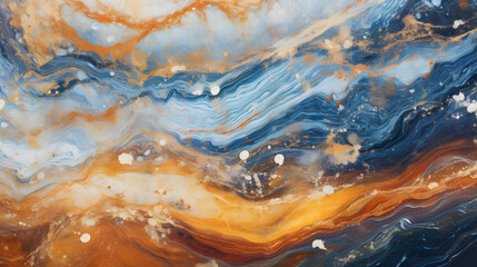 Blue, gold, beige, orange, brown in an avant-garde abstract color pattern marble texture....
