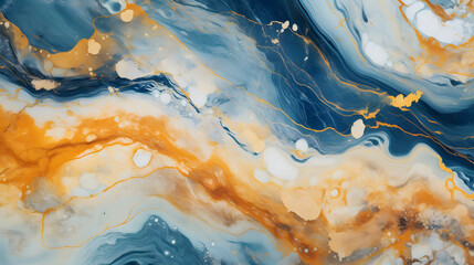 Blue, gold, beige, orange, brown in an avant-garde abstract color pattern marble texture....