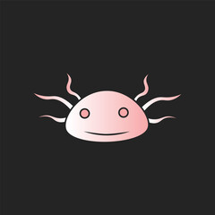 set of axolotl vector isolated on black background. animal, animals, amphibian, axolotl, salamander, fish, pet, head, pink, cute, funny, cartoon, logo, icon, clipart, sticker, vector illustration.