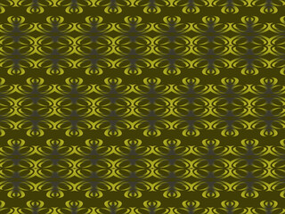 Shiny dark yellow background, with unique ornaments. Modern 3d pattern. Vector illustration