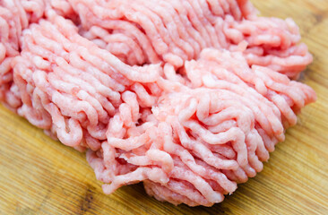 Raw minced meat. Fresh minced meat. Raw ground pork ready to be cooked.