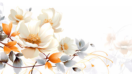 Spring flowers on a white background. Background. Wallpaper. Banner. Generated AI. Photoshop improved