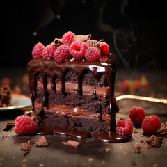 Black Forest Twist: A Luscious Slice of Chocolate Cake, Infused with Cherry Liqueur and Topped with Whipped Cream