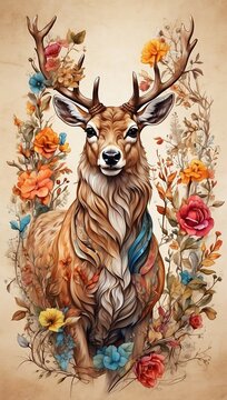 A beautiful Deer, a brown horse, a white owl, a beautiful fox all in wood nature, mesmerizing beautiful iphone wallpaper iphone Xr colorful and lively