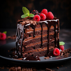 Ultimate Chocolate Dream: A Luxurious Slice of Dense Chocolate Cake, Laced with Smooth Chocolate Fudge Icing