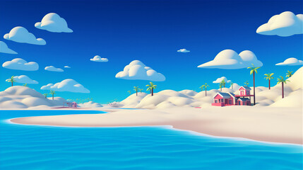 Fototapeta na wymiar sand beach and blue sky in summer
