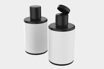 Matte Shampoo Bottles Mockup Isolated On White Background.3d illustration