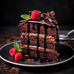 Chocolate Heaven: Moist Layered Cake with Creamy Chocolate Buttercream, Topped with Dark Chocolate Shavings