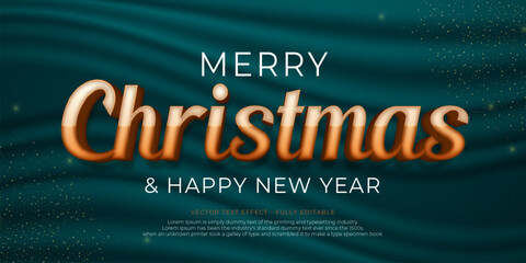 Vector christmas 3d text effect with glossy color on background