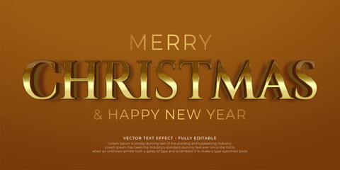 Vector christmas 3d text effect with luxury theme on background